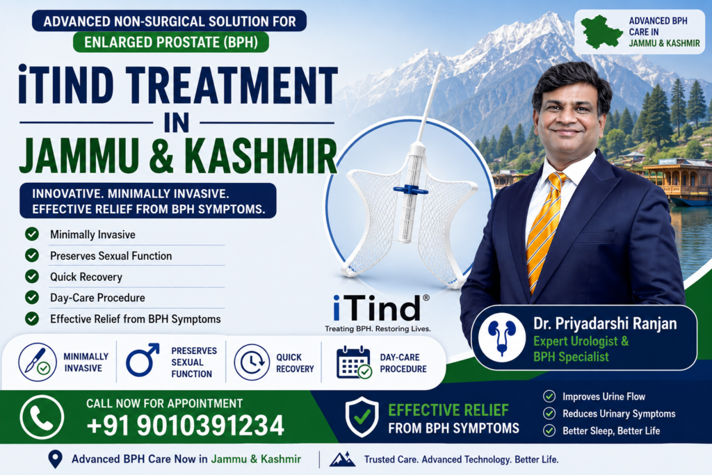 iTind Treatment in Jammu and Kashmir advanced non-surgical treatment for enlarged prostate BPH with minimally invasive procedure by Dr Priyadarshi Ranjan