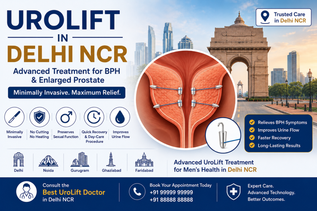 UroLift in Delhi NCR: Advanced Treatment for BPH & Enlarged Prostate (Complete Guide 2026)
