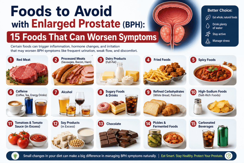 Foods to Avoid with Enlarged Prostate (BPH) โ Caffeine, Alcohol, Fried Foods and Sugary Drinks
